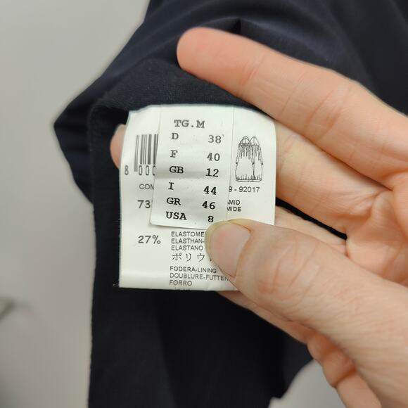 Beatrice B Commessa Dress Womens 8 Black Hooded Ponte Pleated Long Sleeve - Picture 7 of 10